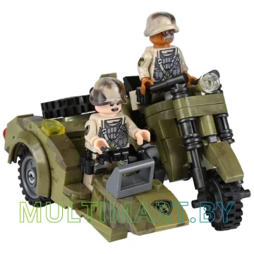 Конструктор XingBao XB-06008 Военный мотоцикл с коляской (256 деталей) картинка 3